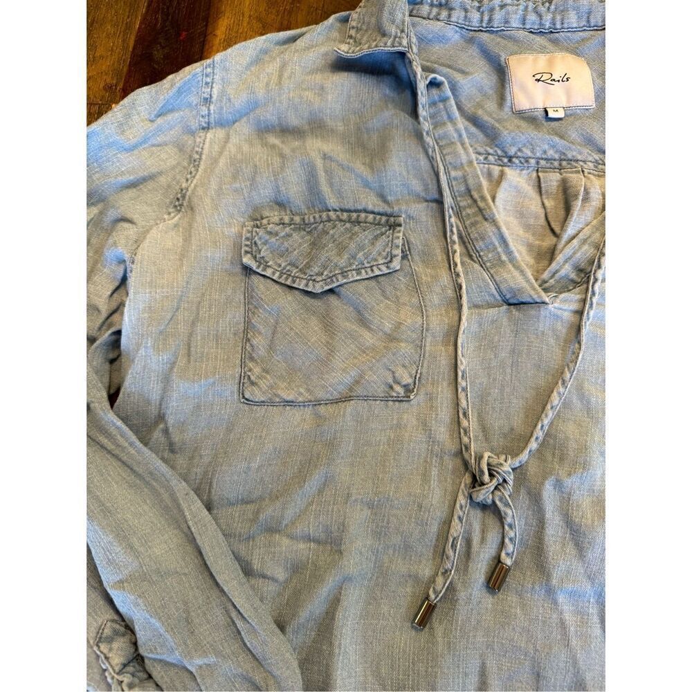 Rails Linen Blend Chambray Denim Top Size Medium … - image 2